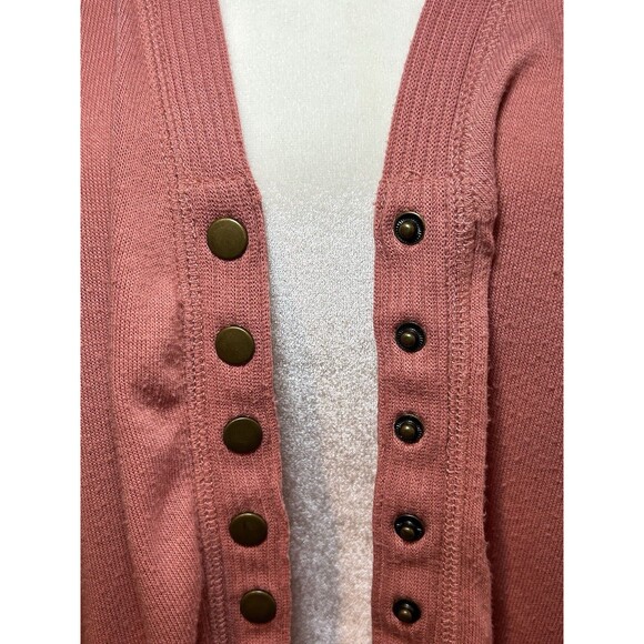 ZENANA Long Knit Cardigan Sweater with Pockets and Snap Buttons Pink XL - Picture 2 of 10